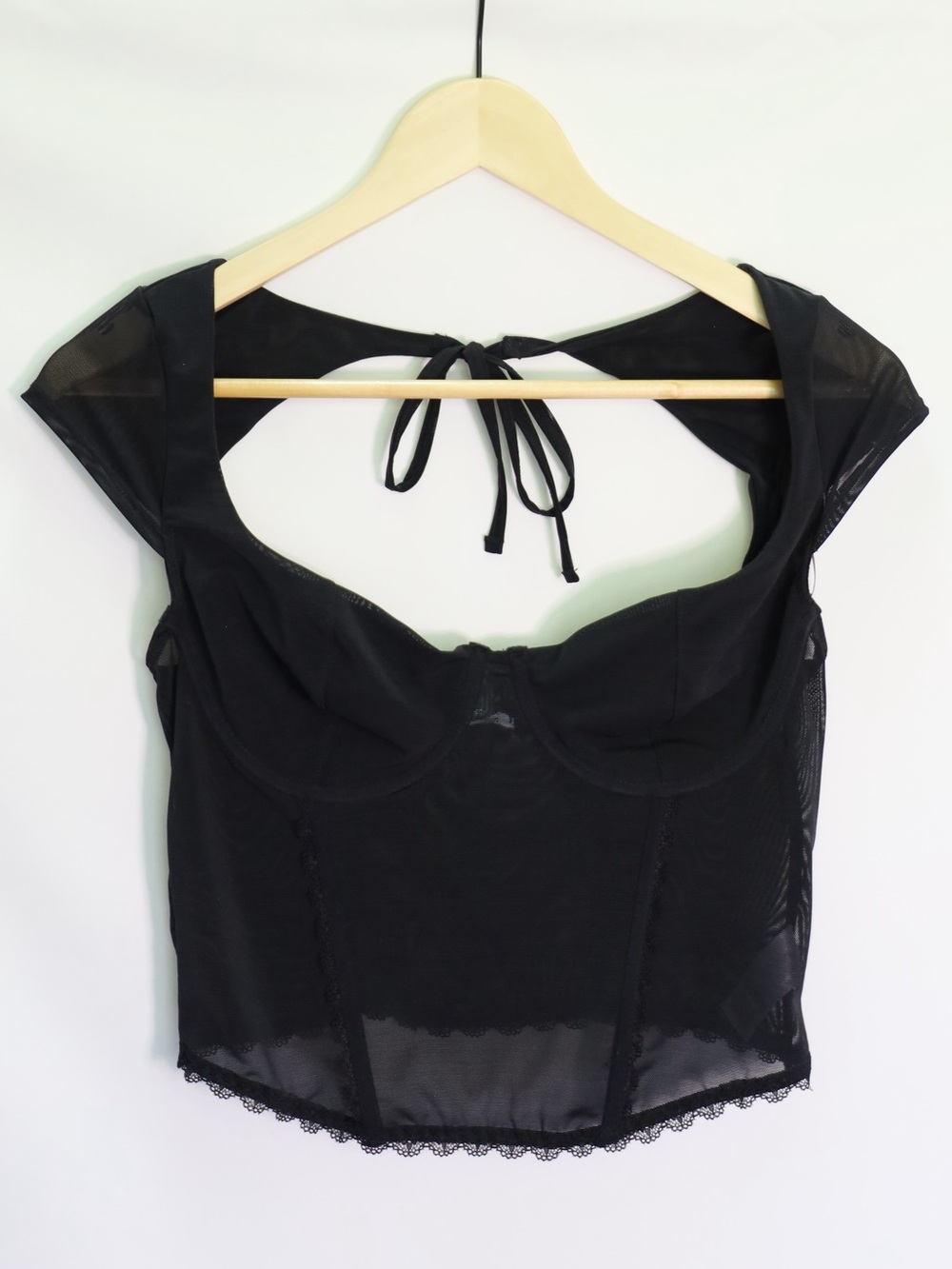 Garage Milan Mesh Tie Back Bustier | Black Size Medium